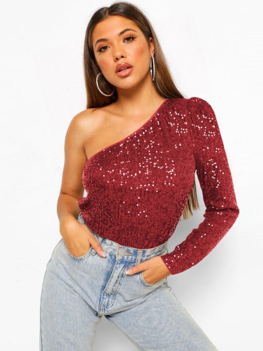 Ivy | Stralende One-Shoulder Top