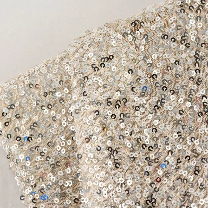 Harper | Schouder gewatteerde Pailletten Mini Jurk