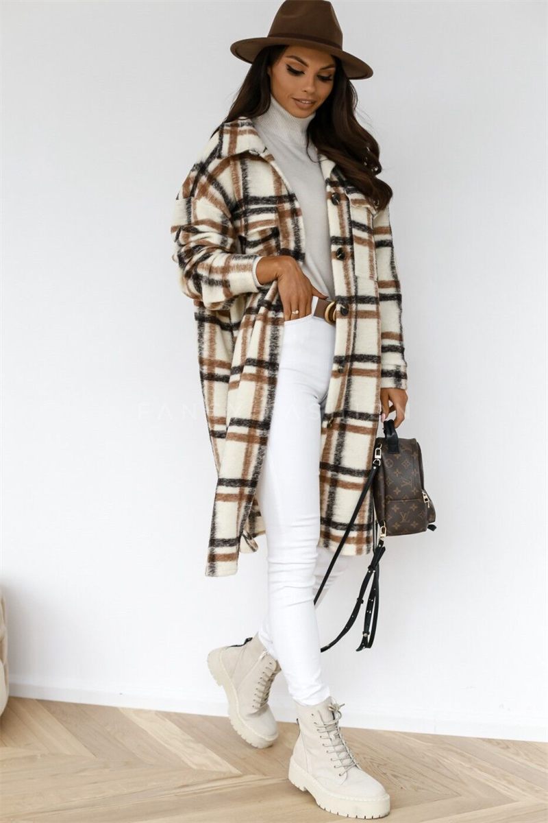 Sofia | Stijlvolle Plaid Jas
