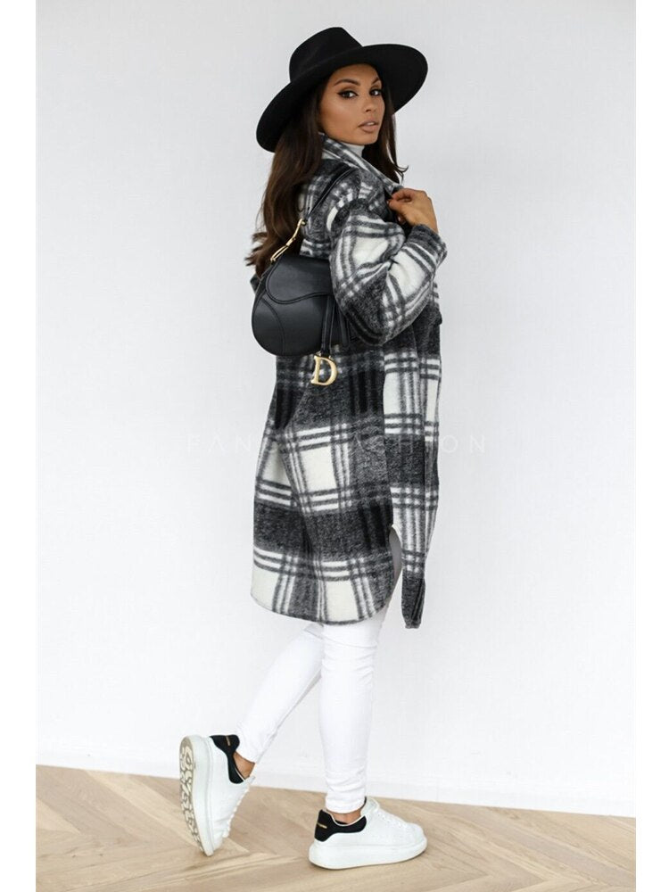 Sofia | Stijlvolle Plaid Jas