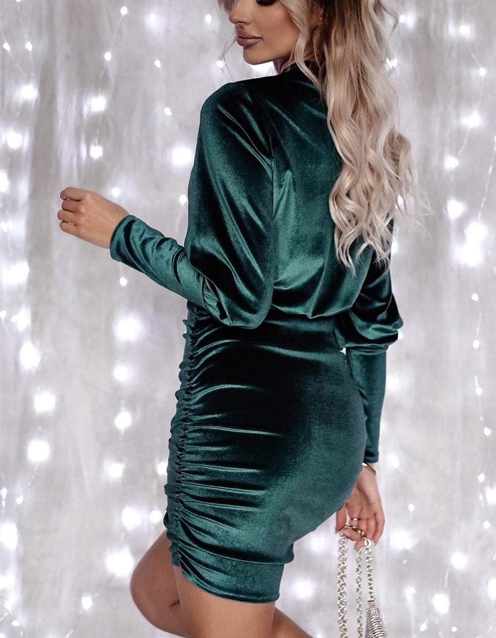 Serenity | Chique Herfst Groene Fluwelen Bodycon Jurk