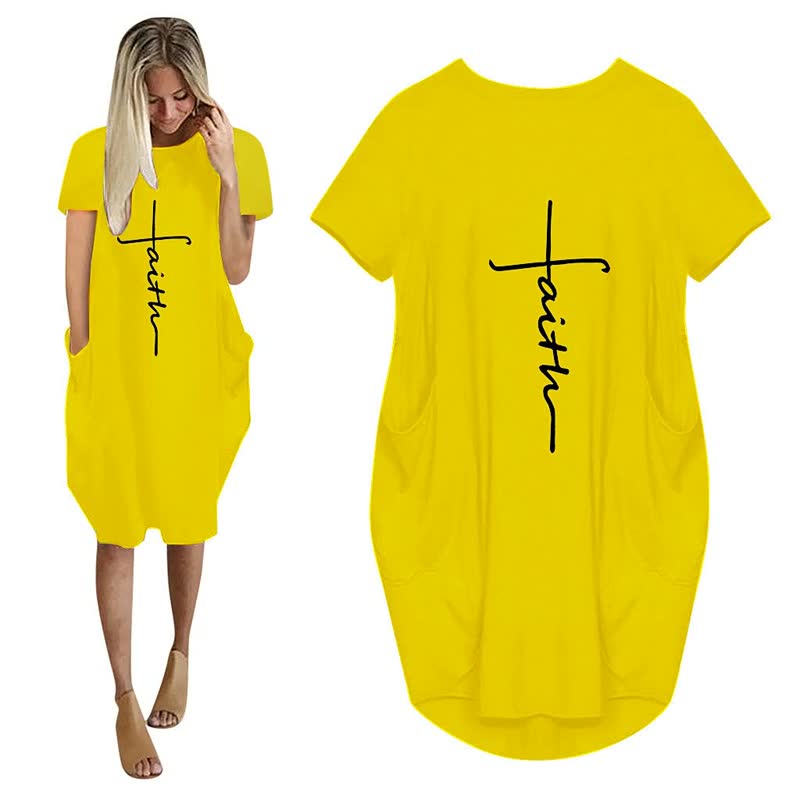Kinsley | 3D Letter Print Losse Feestjurk met Zakken