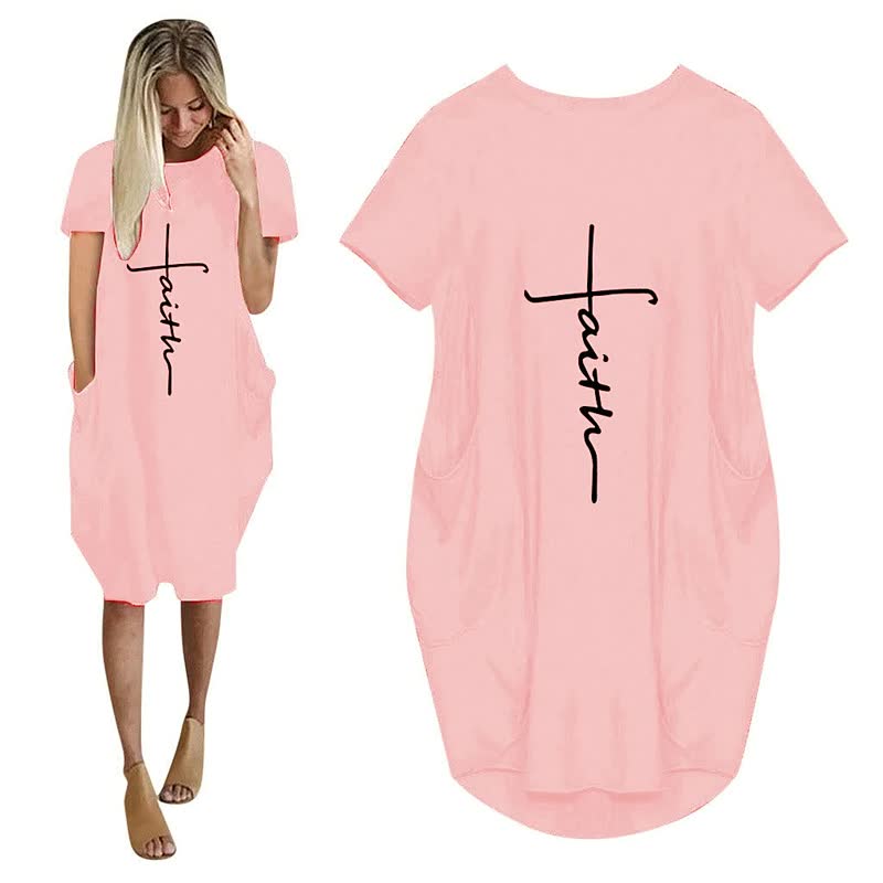 Kinsley | 3D Letter Print Losse Feestjurk met Zakken