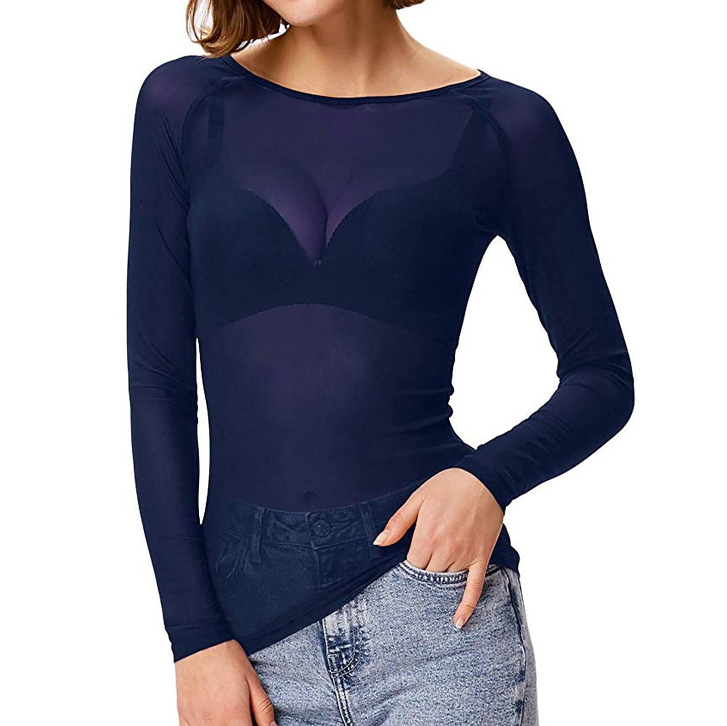 Bella | Dames mesh top met lange mouwen