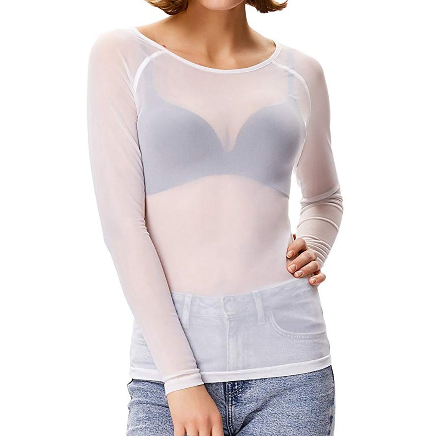 Bella | Dames mesh top met lange mouwen