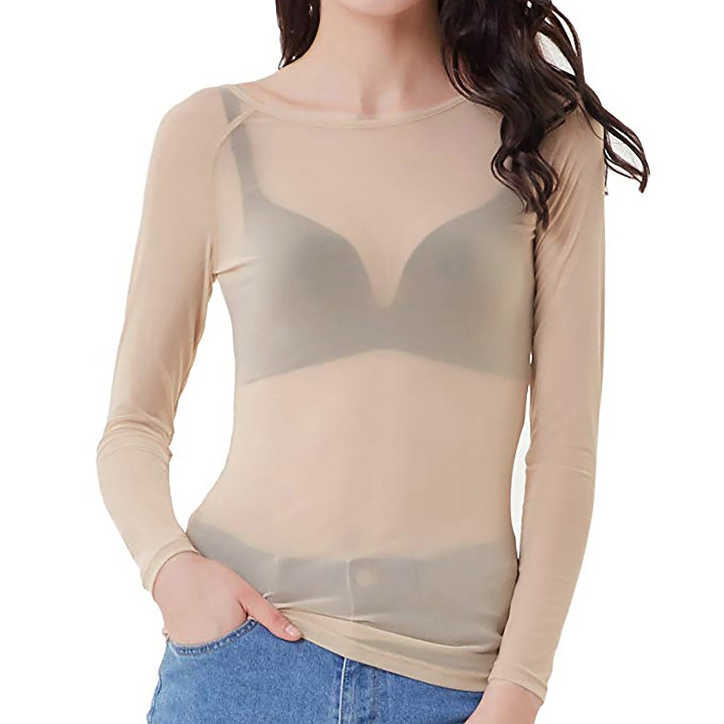 Bella | Dames mesh top met lange mouwen