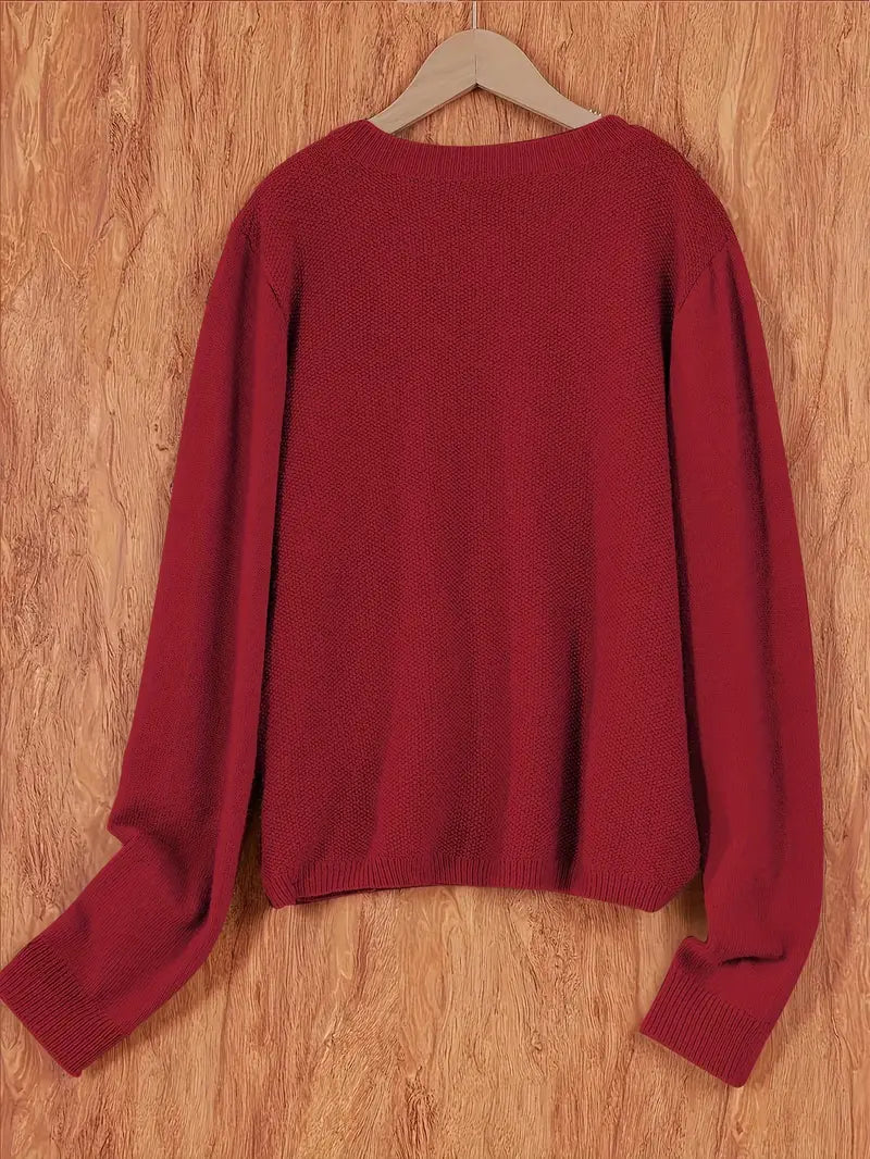 Amira | Dames Knoop Cardigan met Ronde Hals