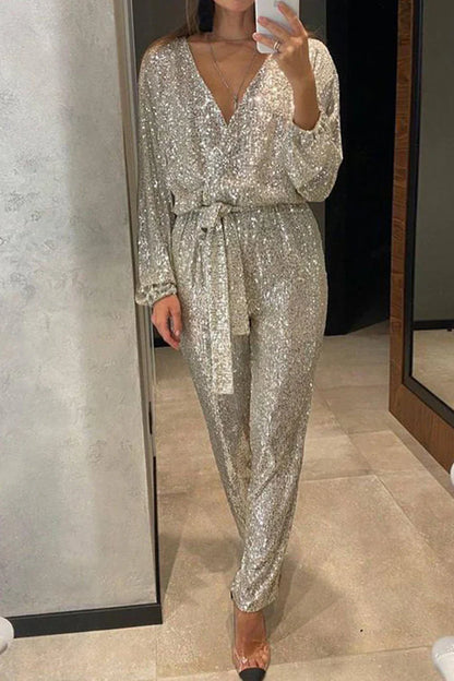 Gwen | V-hals Pailletten Jumpsuit