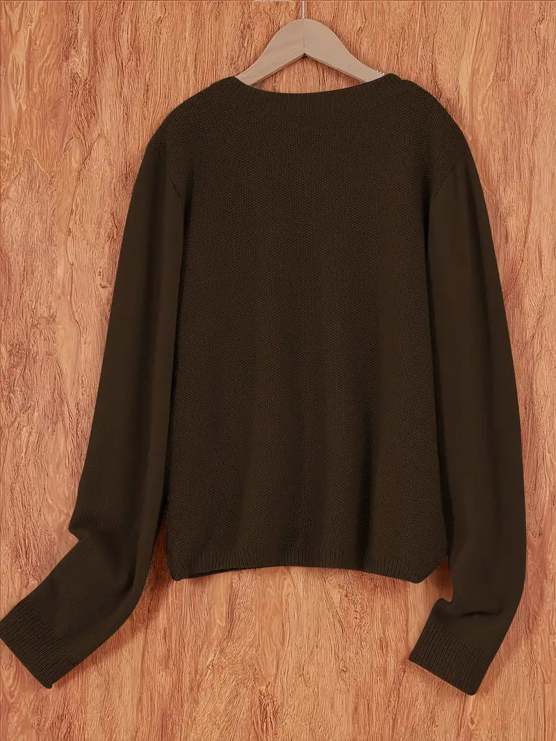 Amira | Dames Knoop Cardigan met Ronde Hals