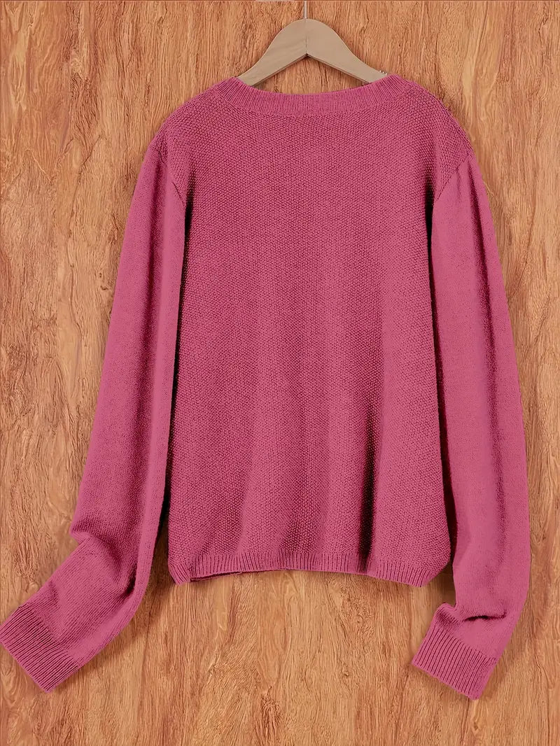 Amira | Dames Knoop Cardigan met Ronde Hals
