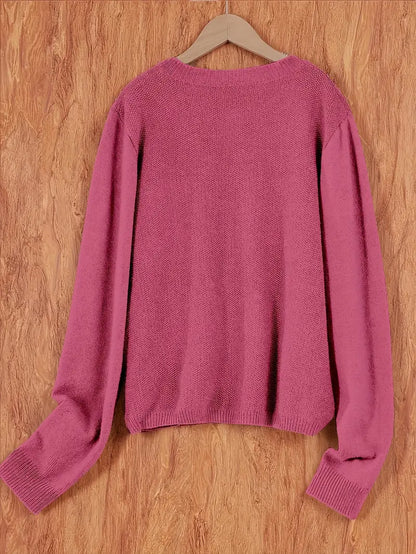 Amira | Dames Knoop Cardigan met Ronde Hals