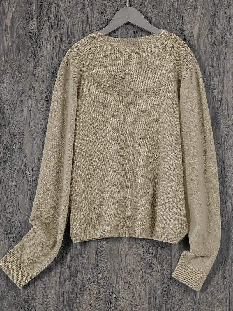 Amira | Dames Knoop Cardigan met Ronde Hals
