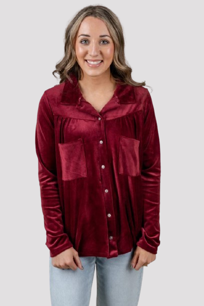 Fluwelen blouse met knoopsluiting