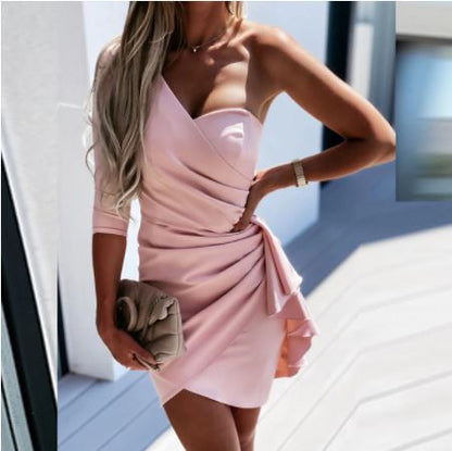 Mira | Elegante Mini Feestjurk met Eén Schouder