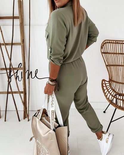 Leah | Elegante Jumpsuit met Lange Mouwen en Elastische Taille