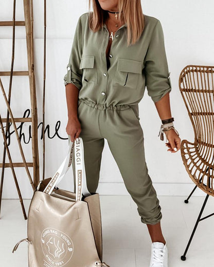 Leah | Elegante Jumpsuit met Lange Mouwen en Elastische Taille