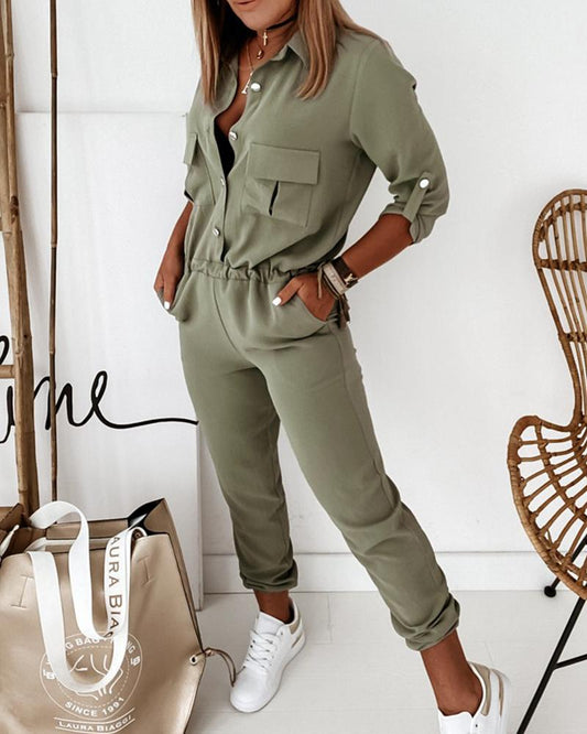 Leah | Elegante Jumpsuit met Lange Mouwen en Elastische Taille