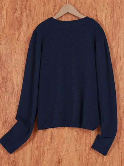 Amira | Dames Knoop Cardigan met Ronde Hals