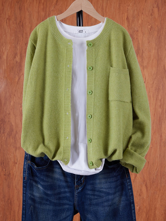 Amira | Dames Knoop Cardigan met Ronde Hals